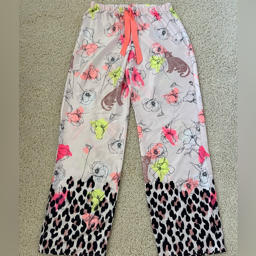 Light Pink Cheetah Print Victoria’s Secret Silk Pajama Pants
